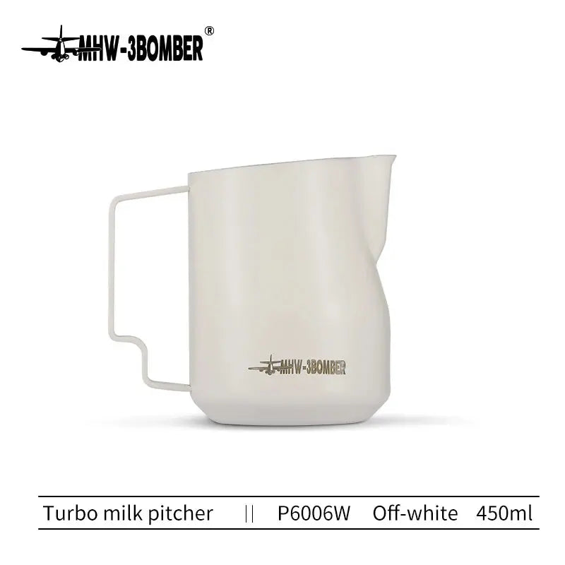 350ml & 450ml Milk Jug Pitcher - Latte Art Made Easy bean & steam