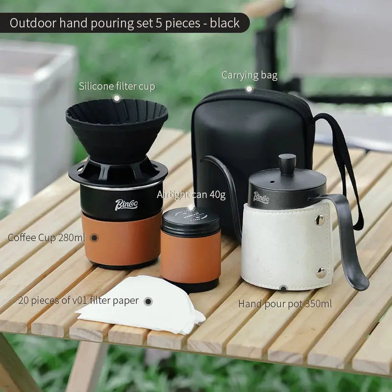 Complete Outdoor Pour Over Coffee Set inc. Manual Coffee Grinder