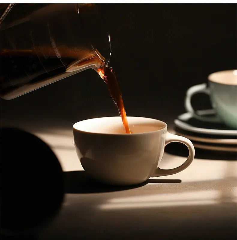 MHW-3BOMBER 300ML Cappuccino Cups with Saucer & Spoon Ceramic Espresso Cup for Latte, Cappuccino Chic Home Barista Accessories bean & steam