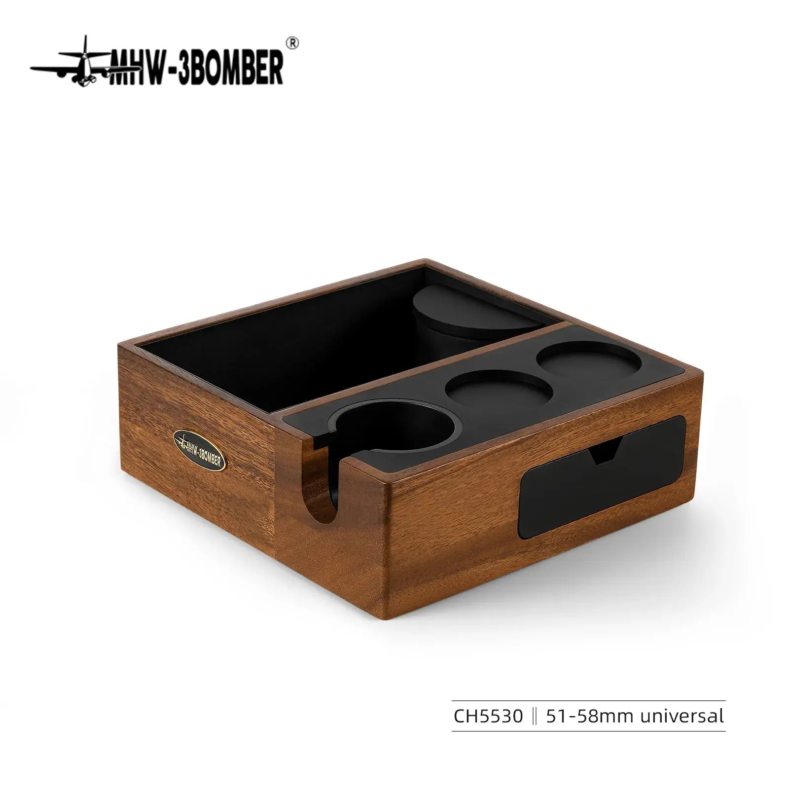 Vintage Wooden Drawer Espresso Knock Box & Storage + Coffee Tamper Holder Station suit 51mm to 58mm Barista Tools