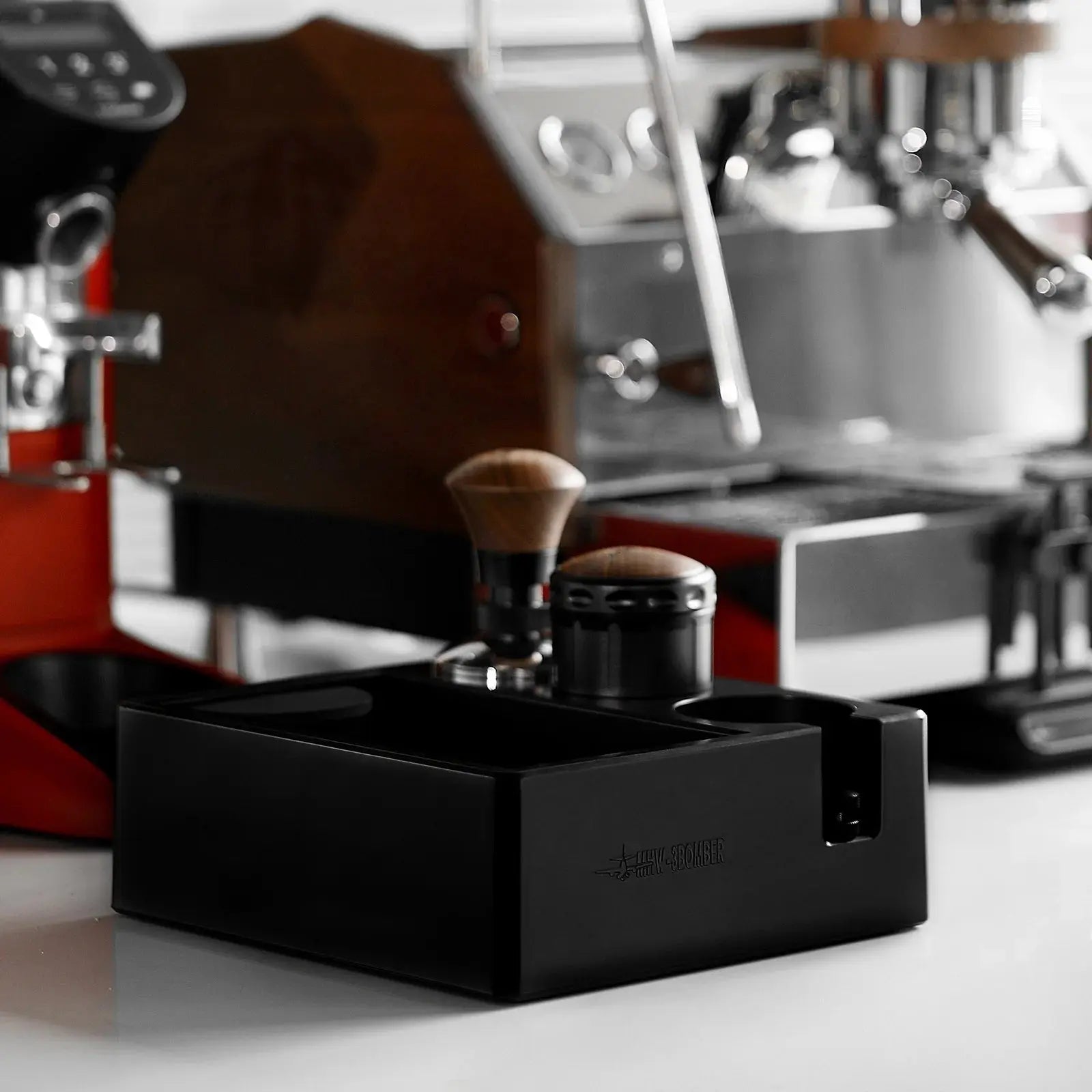 MHW-3BOMBER Multifunctional Coffee Knock Box 51, 54, 58mm Universal Adjustable + Portafilter Holder bean & steam