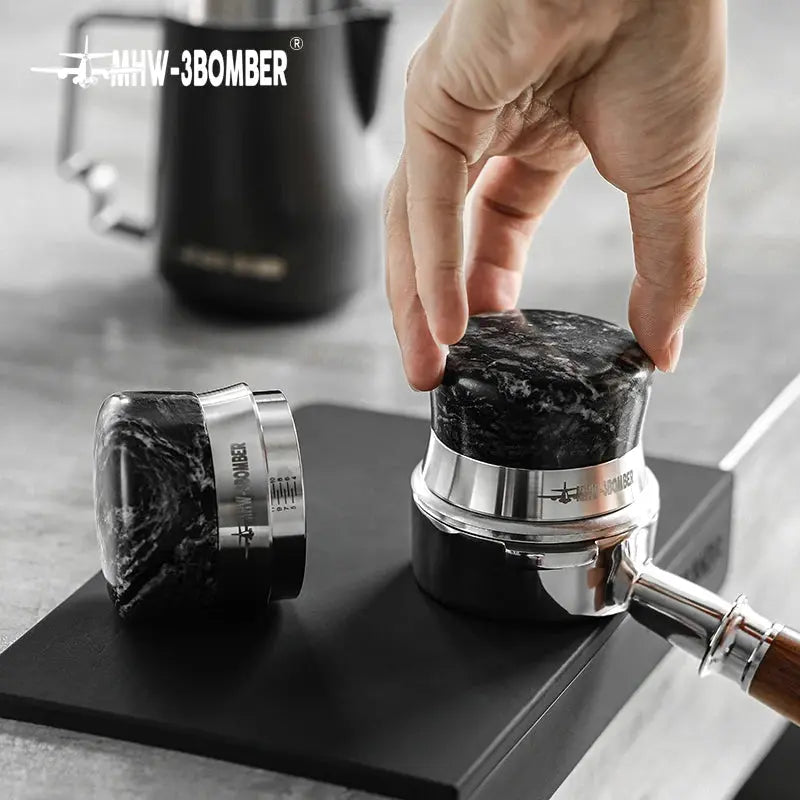 Natural Marble Espresso Tamper 58.35mm & Coffee Distributor with Adjustable Depth - Fits 58mm Portafilter Distribution bean & steam
