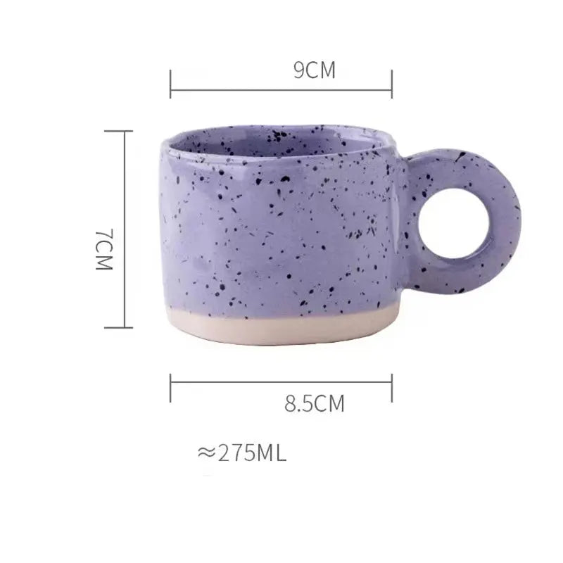 Nordic-style Handmade Ceramic Coffee Mugs with Ring Handle