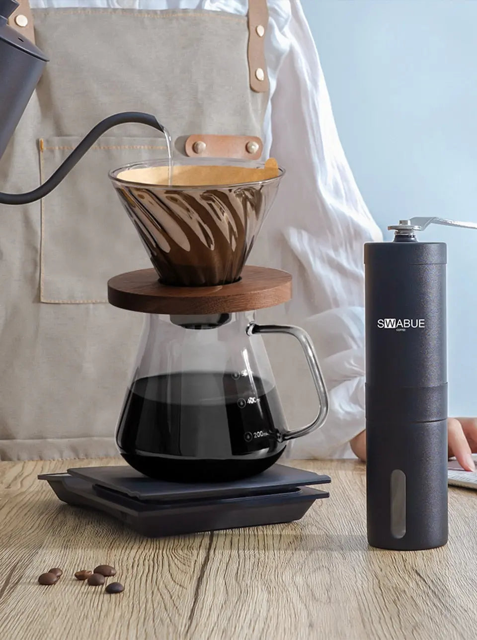 Pour Over Coffee Set with Grinder and optional Scale