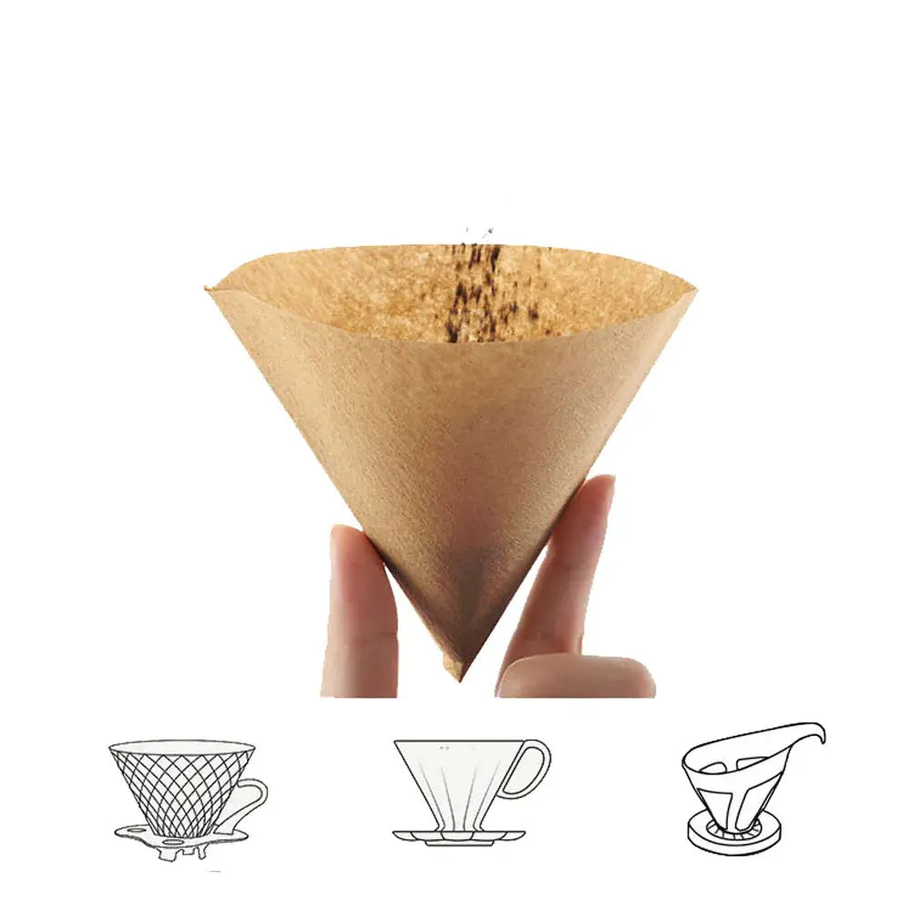 RECAFIMIL Coffee Filter Paper Count Disposable Coffer Filters Natural Cone V-Shaped Unbleached Filter for v60 Coffee Dripper bean & steam