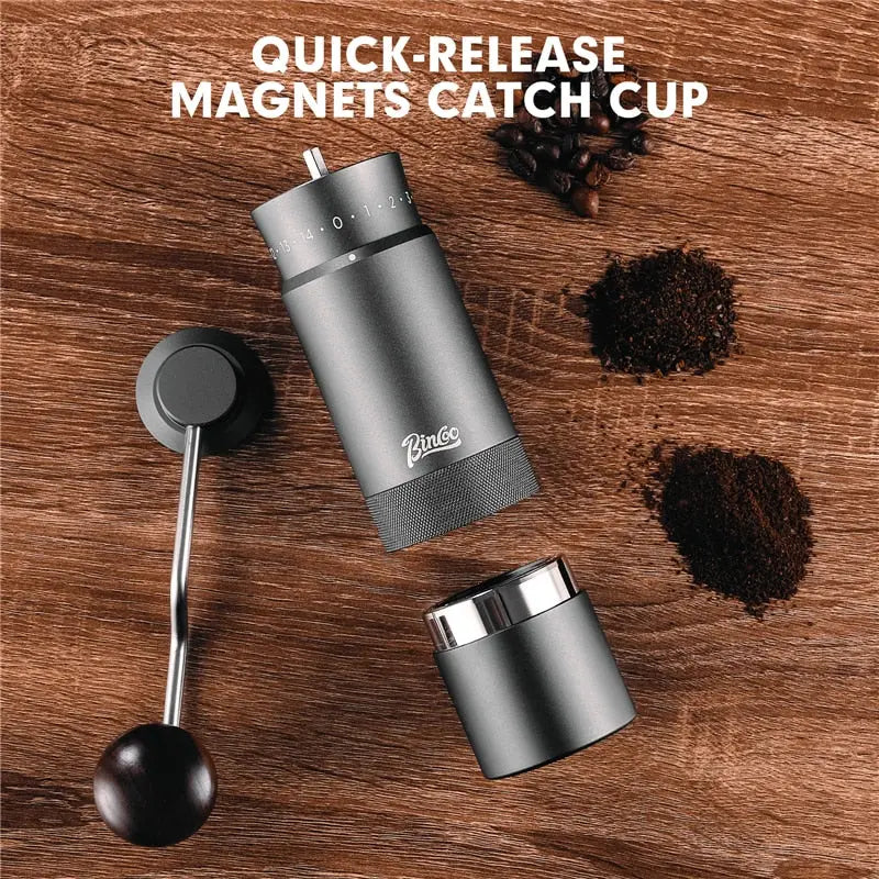 Manual Coffee Grinder - External Ground Size Adjustment bean & steam
