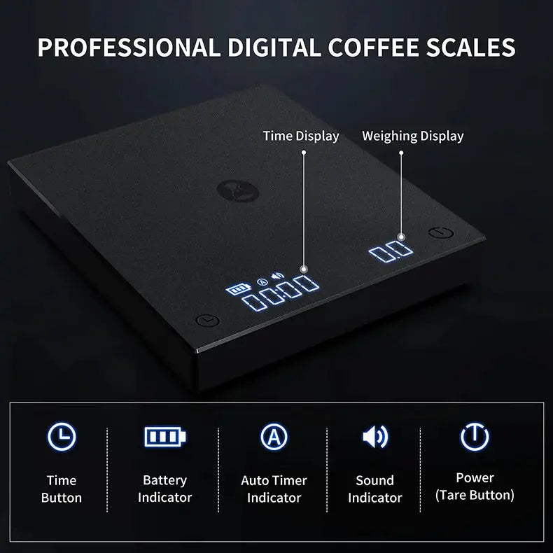 TIMEMORE Pour Over Coffee and Espresso Scale Digital Electronic Scale, Auto Timer Precision Scale 0.1g / 2kg bean & steam