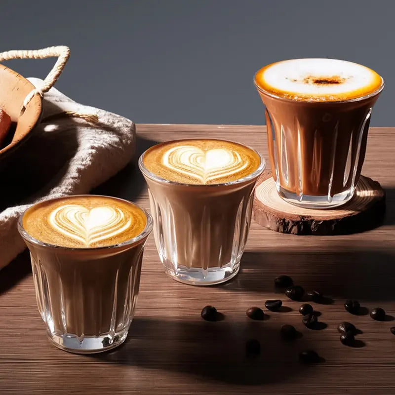 Tempered Glass Espresso / Latte Coffee Cups bean & steam